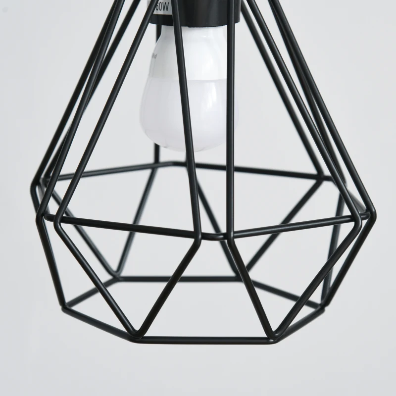 HOMCOM Lampadaire Design Industriel 40 W Max. Double Suspension métal Filaire Hauteur réglable Noir