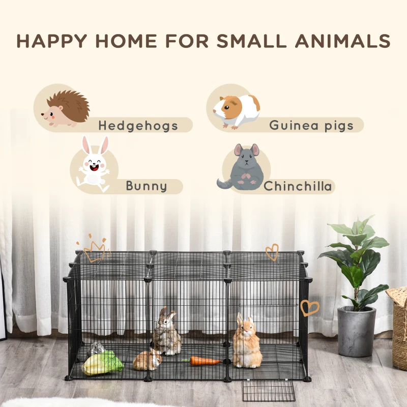 PawHut Pet Playpen DIY Small Animal Cage Metal Fence with Door, 22 Pieces, for Bunny Chinchilla Hedgehog Guinea Pig
