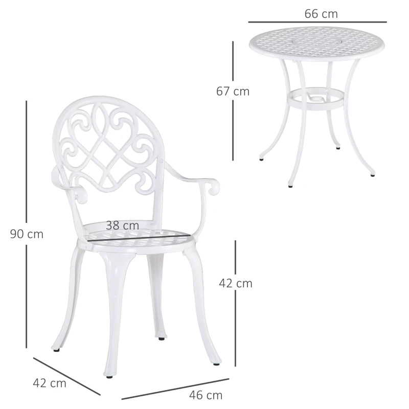 Outsunny Three-Piece Elegant Aluminium Garden Set - White