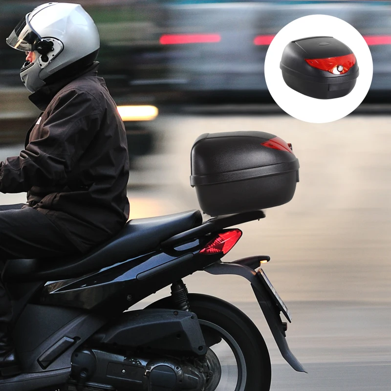 Homcom Coffre pour Casque de Moto 24 L + 2 Clés Noir 40 x 38 x 28 cm