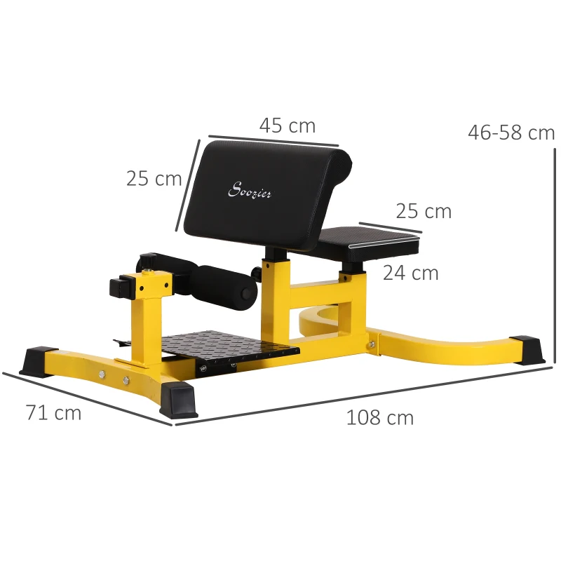 HOMCOM Squat Bench Trainer Sit Up Machine Multifunctional Equipment Abdomen and Leg Strength Indoor Household Fitness Device Yellow