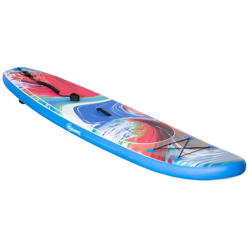 Outsunny SUP Gonfiabile con Pagaia, Zaino di Trasporto e Accessori, 300x76x15cm, Blu e Bianco