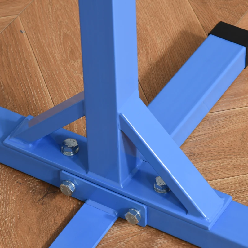HOMCOM Barre fixe de gymnastique enfant - barre de gymnastique hauteur réglable 13 niveaux 92 à 150 cm - acier bleu bois hêtre