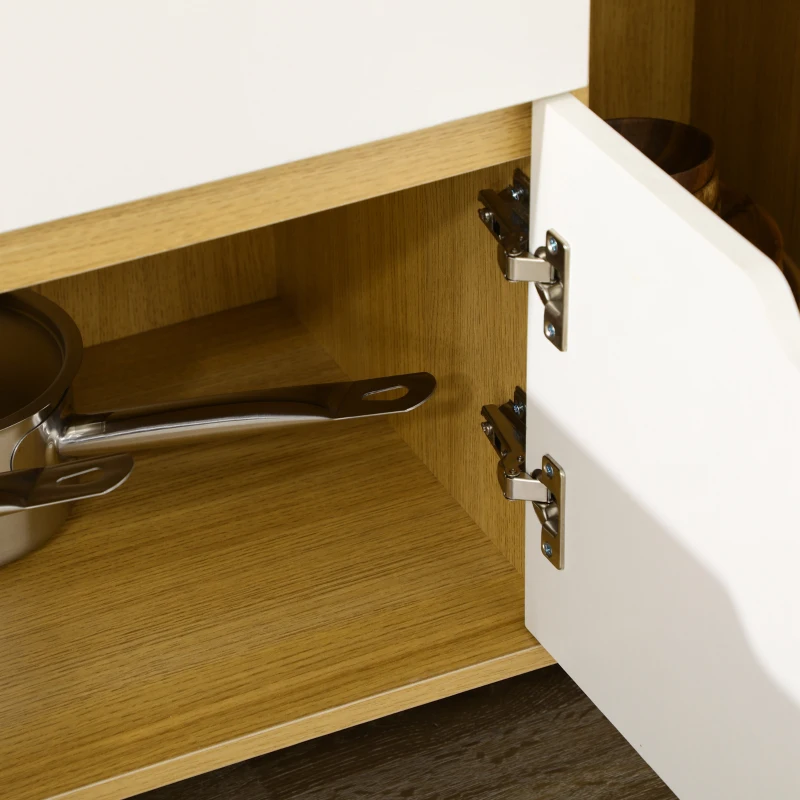 HOMCOM Aparador Auxiliar para Microondas Armario de Cocina Moderno con Cajón 3 Puertas y Compartimiento 90x40x98,5 cm Blanco