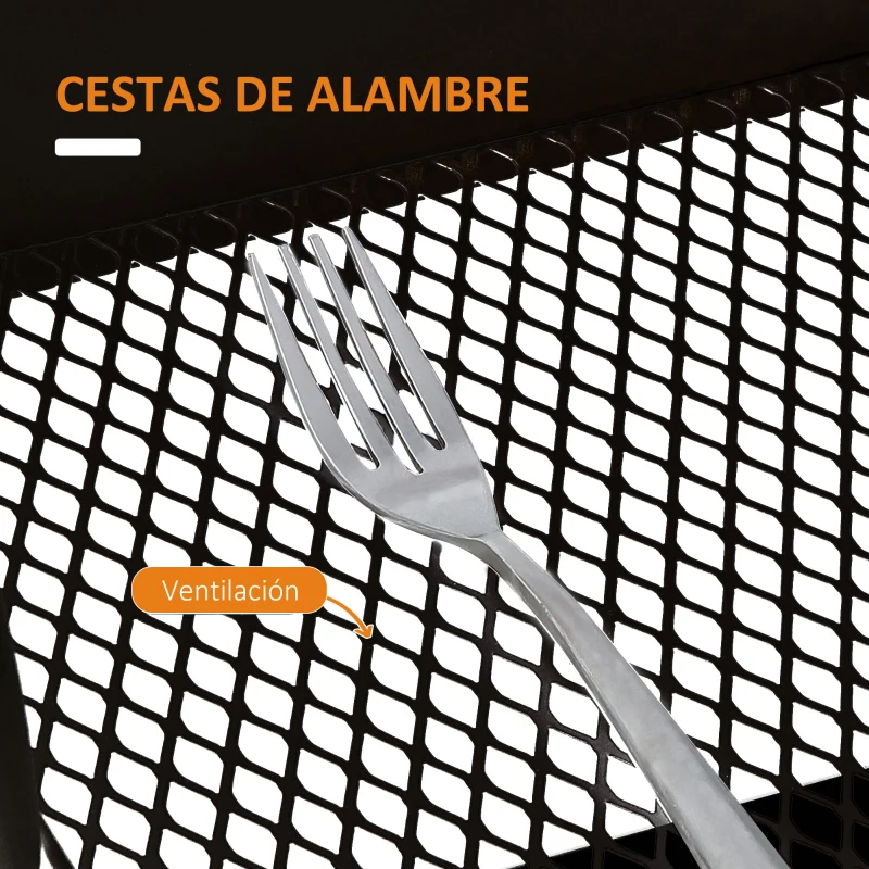 HOMCOM Carrito de Cocina con 3 Cestas de Acero y 1 Placa de Cubierta para Comedor Sala Baño 45x31x79,4 cm Negro