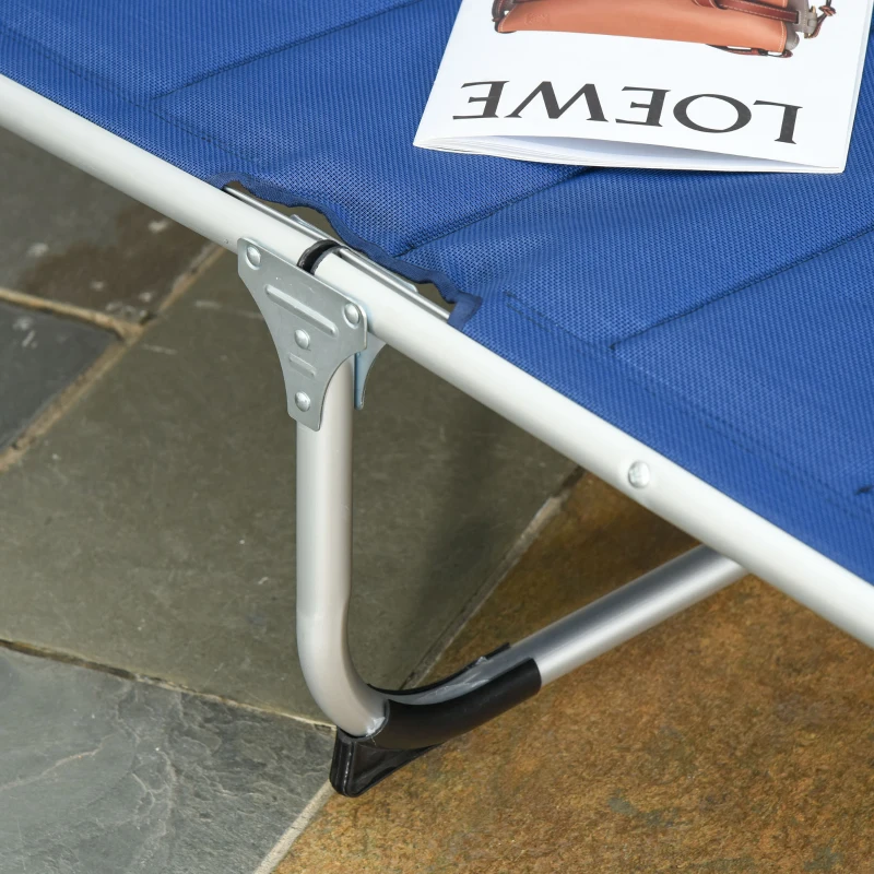 Outsunny Bain de soleil transat pliable dossier réglable multi-positions matelassage tétière alu textilène bleu