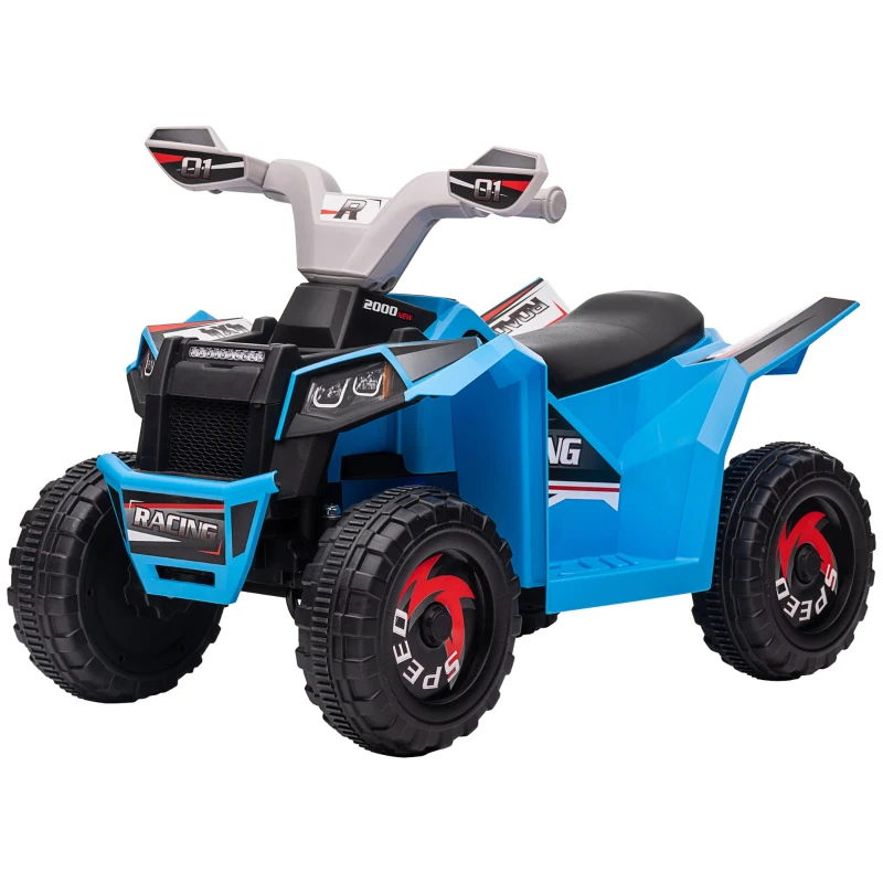 HOMCOM Quad per Bambini 18-36 Mesi in PP e Metallo, Velocità max 2.5 km/h, 70x41.5x48.5 cm, Blu Grigio e Nero