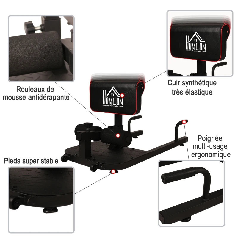 Banc à squat appareil à abdominaux acier noir