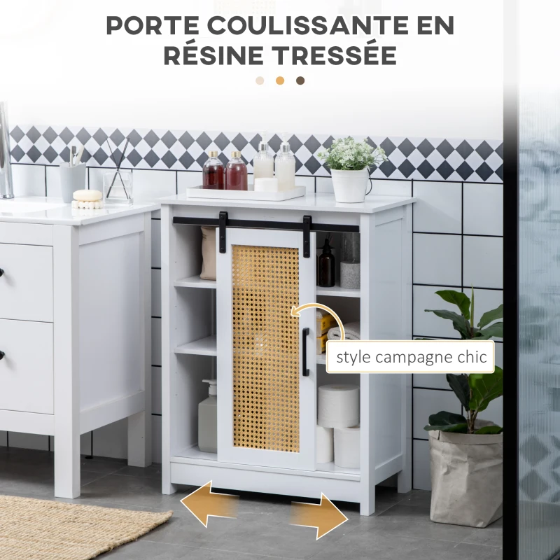 kleankin Ensemble de Meuble murale de salle de bain et Meuble de salle de bain sur pied - porte coulissante à galandage