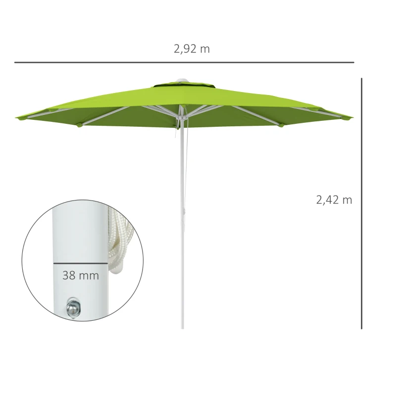 Outsunny Parasol de jardin extérieur octogonal Ø3 m 2 hauteurs réglables toile polyester haute densité 180 g/m² vert