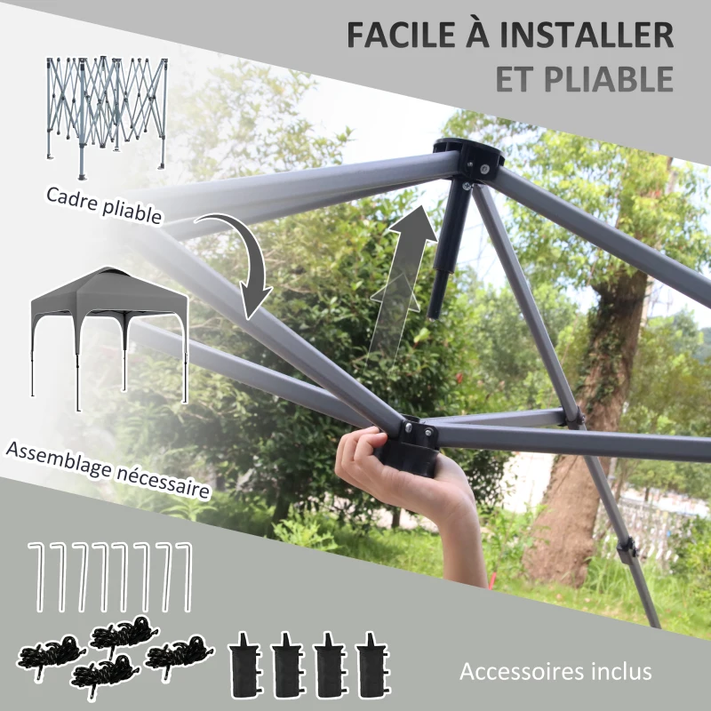 Outsunny Tonnelle de jardin Pop-up pliant 2,5 x 2,5 m hauteur réglable tissu Oxford anti UV50+ châssis acier sac de transport