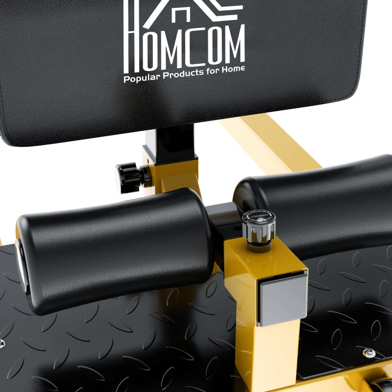 HOMCOM Machine à squats 3 en 1 appareil à abdominaux et dos équipement de fitness hauteur réglable 7 positions maison bureau gymnase acier jaune et noir