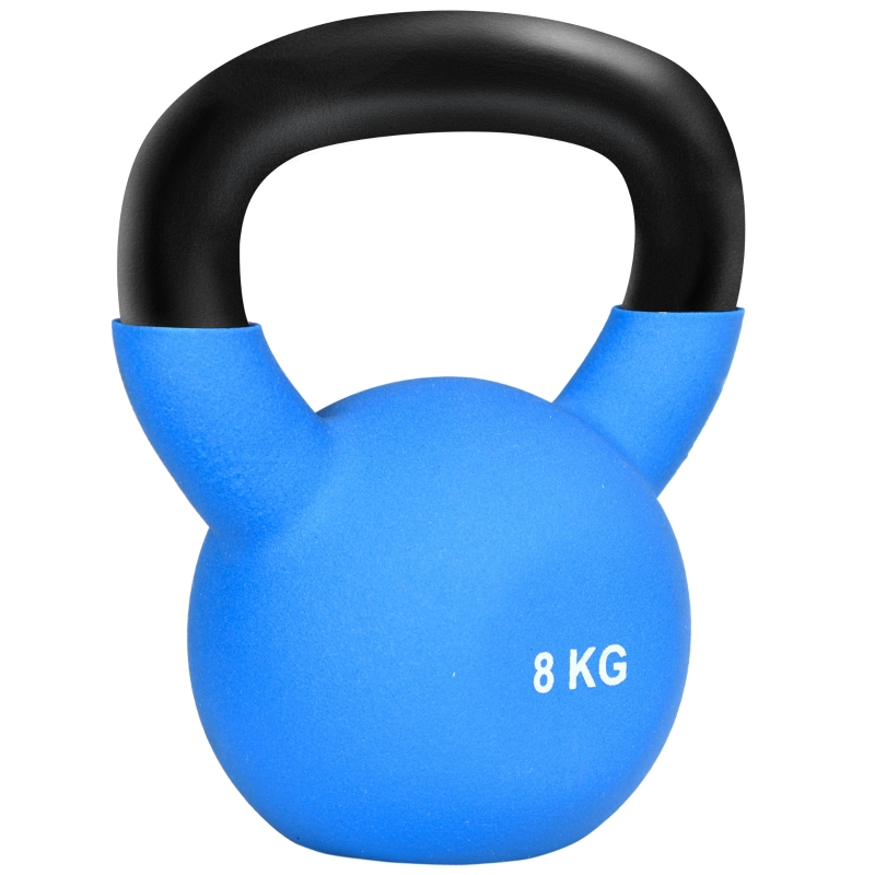 HOMCOM Pesa Rusa de 8 kg de Hierro Fundido con Revestimiento de Neopreno para Entrenamiento de Fuerza 20x13x23 cm Azul