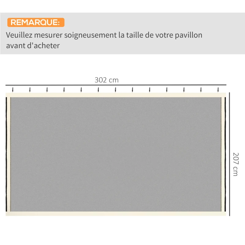 Outsunny Moustiquaires pour tonnelle barnum pavillon de jardin 3 x 3 m - lot de 4 moustiquaires zippées + crochets d'attaches - polyester nylon