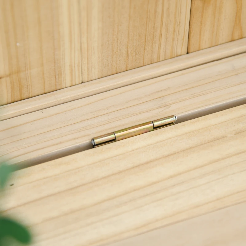 Outsunny Panca Contenitore da Esterno in Legno di Abete Naturale con Schienale per Giardino e Terrazza, 115x45x75cm