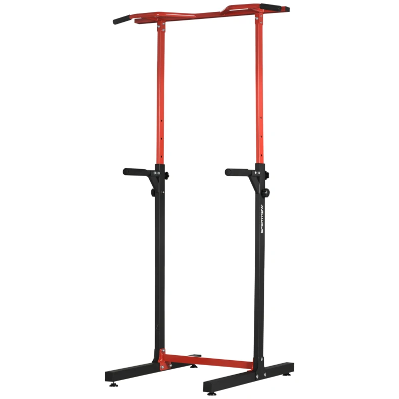 SPORTNOW Station de musculation multifonction avec barre de traction hauteur réglable sur 6 positions noir et rouge