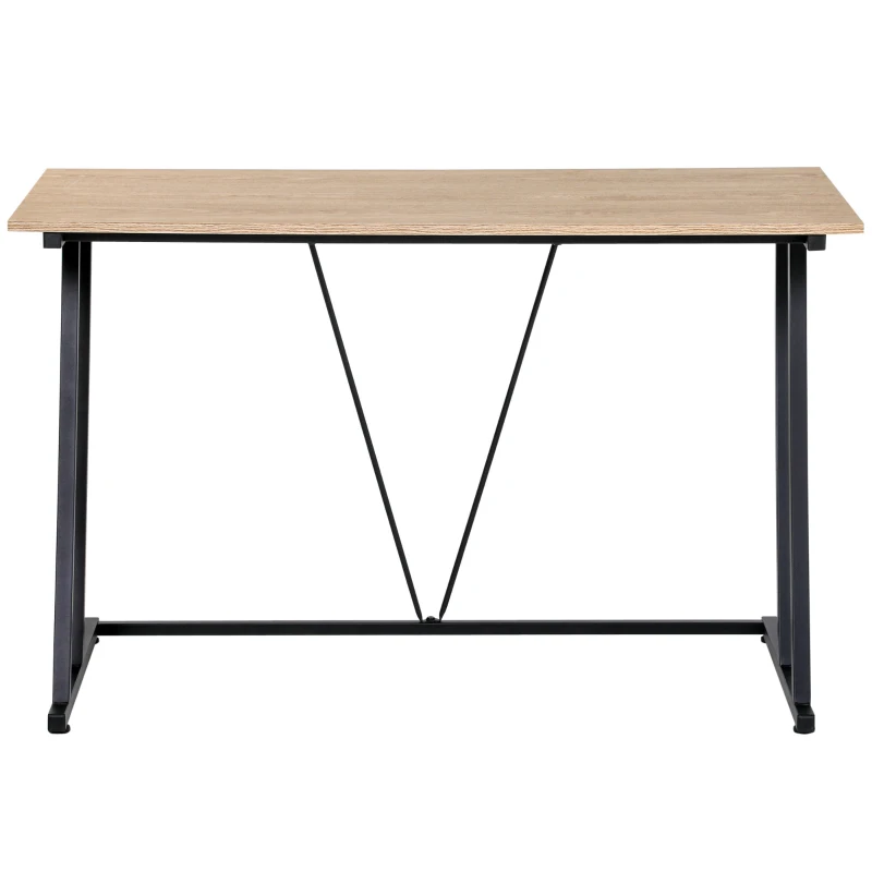 HOMCOM Escritorio Mesa de Ordenador 120x60x75 cm con Encimera de Madera y Patas de Metal Carga 30 kg Estilo Moderno para Oficina Estudio Dormitorio Natural y Negro