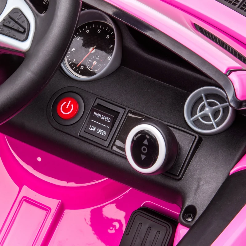 AIYAPLAY Coche Eléctrico para Niños de +3 Años, Mercedes SLC 300, Coche Eléctrico 12V, con Mando a Distancia 2,4 G, Ruedas Traseras con Suspensión, Faros LED, Música, USB, Motor Doble, Rosa