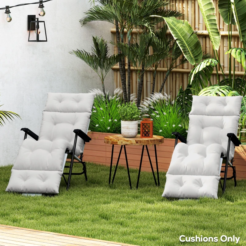 Outsunny Set of Two 190 x 56cm Sun Lounger Cushions - Light Grey