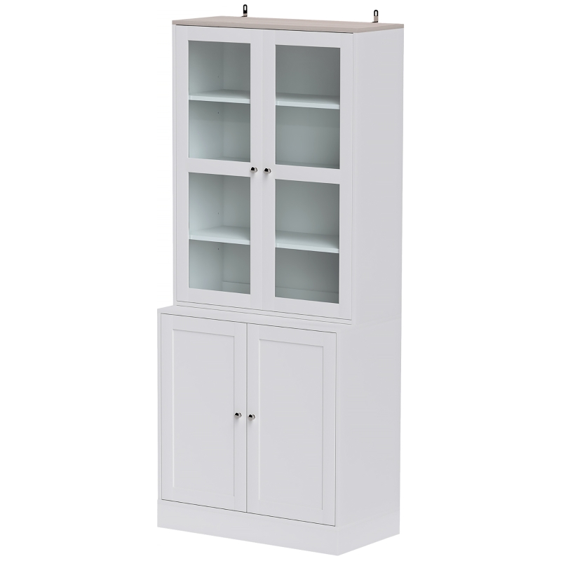 HOMCOM Double Storage Display Cabinet - White