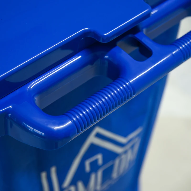 HOMCOM Chariot de nettoyage professionnel 3 plateaux avec sac grande résistance bleu