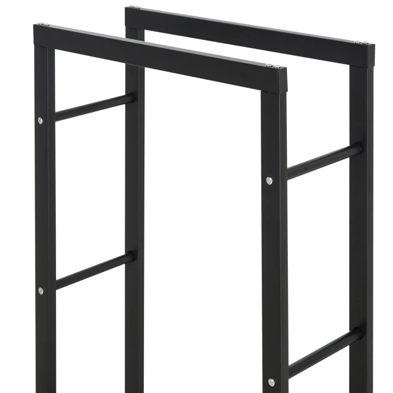 HOMCOM Range bûches Etagère porte bois de cheminée porte-bûches intérieur et extérieur charge max. 100 Kg dim. 60L x 25l x 150H cm métal noir