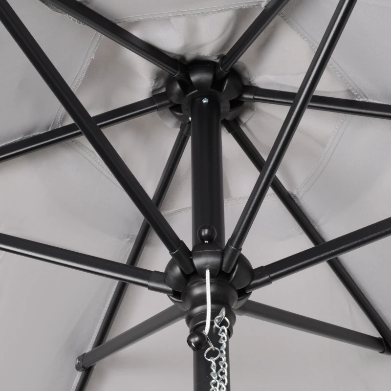 Outsunny Parasol droit ronde parasol de jardin Ø 2 m mât en aluminium 6 baleines métal et toile gris clair