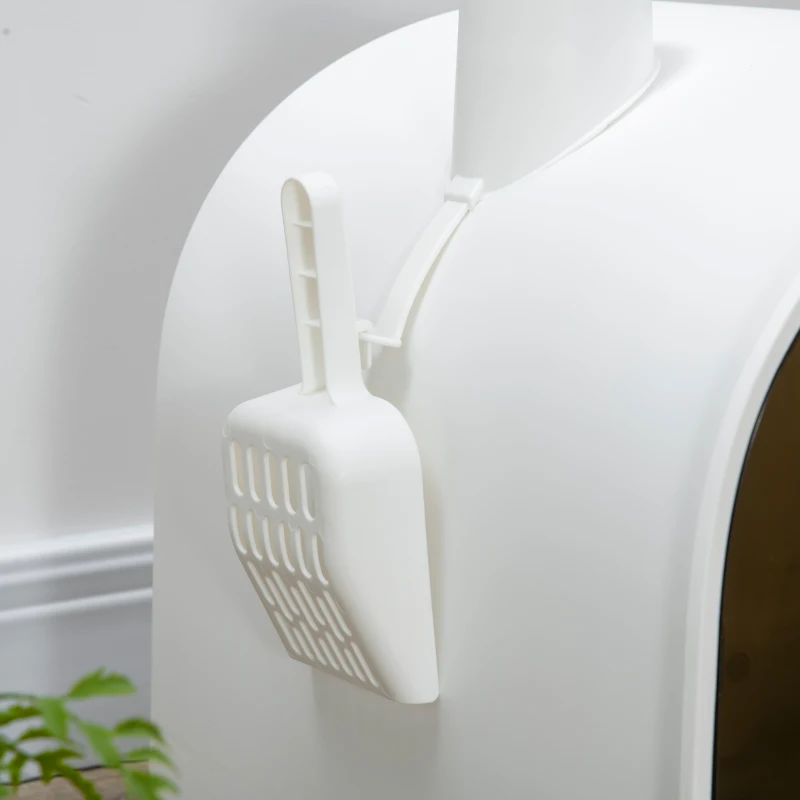 PawHut Lettiera per Gatti Chiusa con Filtri, Paletta e Vassoio Removibile, Struttura in PP, 43x44x47 cm, Bianca e Nera