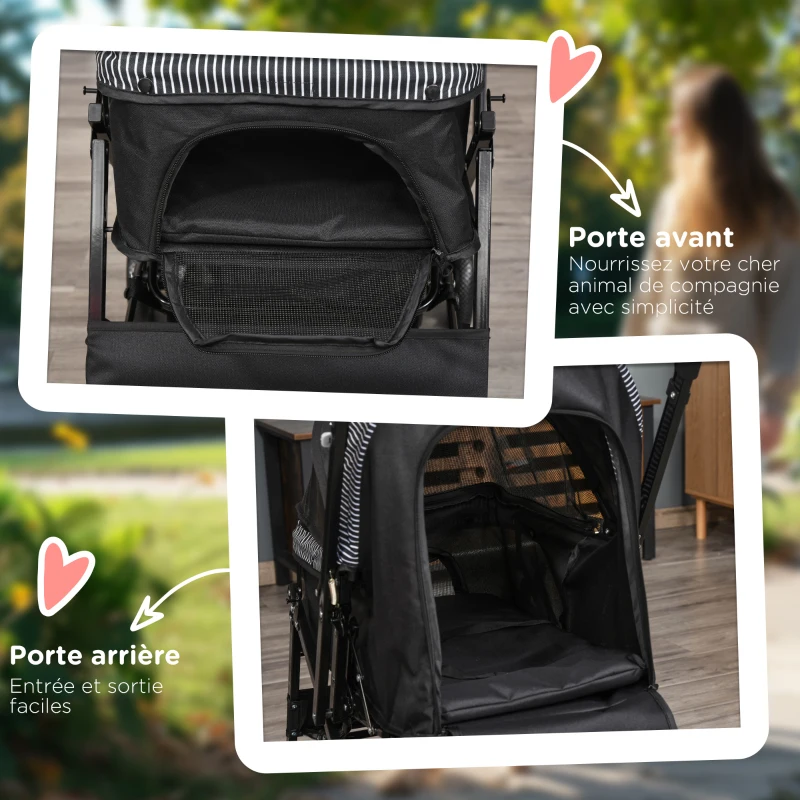 PawHut Poussette pour chien animaux de compagnie pliable 4 roues EVA guidon réglable panier 76,5 x 52 x 95 cm