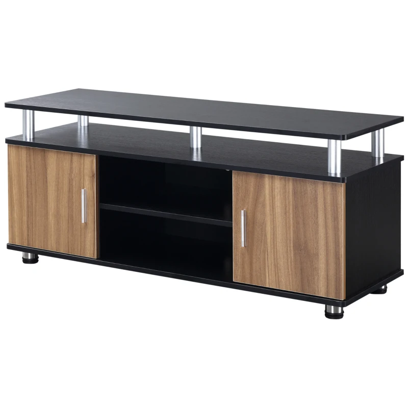 HOMCOM Mobile Porta TV Fino a 55" con Armadietti e Ripiani in Legno e Alluminio, 120x40x52.2cm
