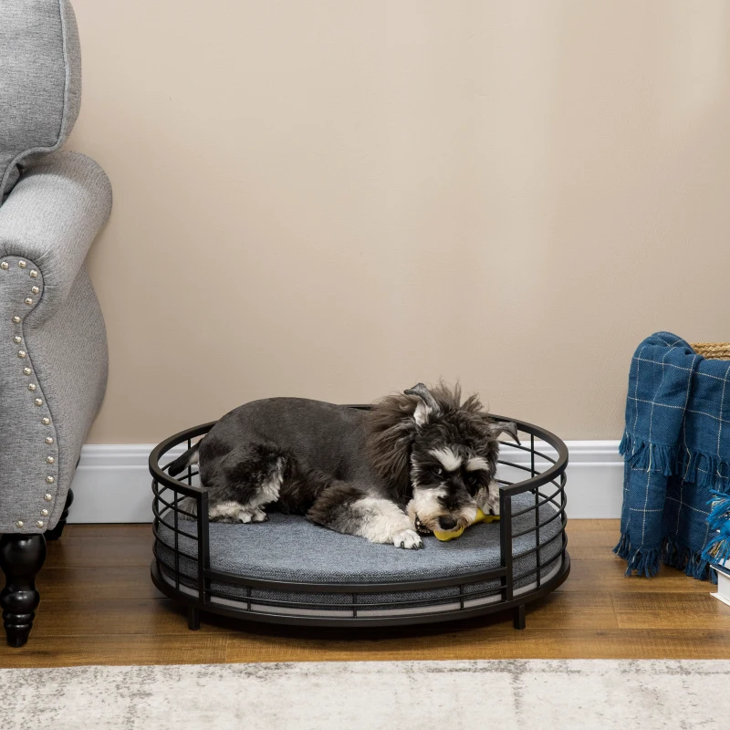 PawHut Raised Pet Bed, with Soft Cushion, for Small Dogs - Black