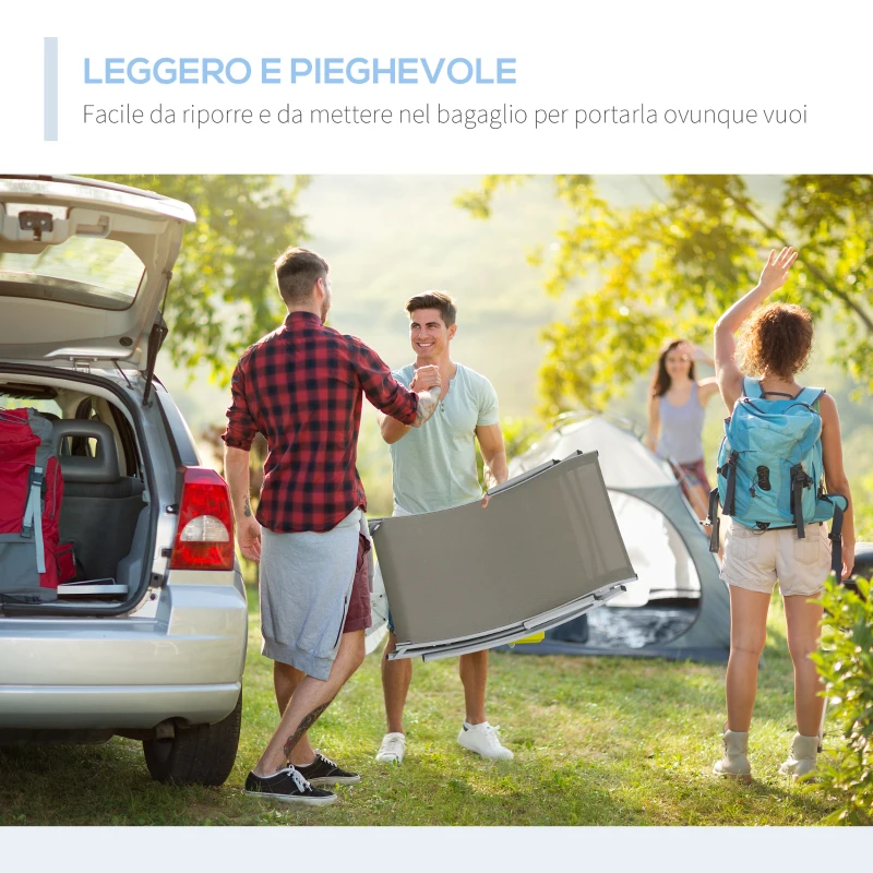 Outsunny Set 2 Sdraio da Giardino Pieghevoli, Lettino Prendisole in Alluminio e Textilene, 61x165x63cm