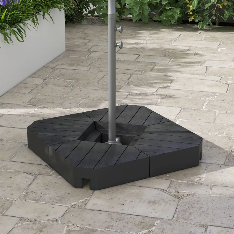 Outsunny Umbrella Weights for Cantilever Parasols, Set of 4 Heavy Duty Parasol Base Stand Weights, 80kg Sand or 60kg Water Filled, Black