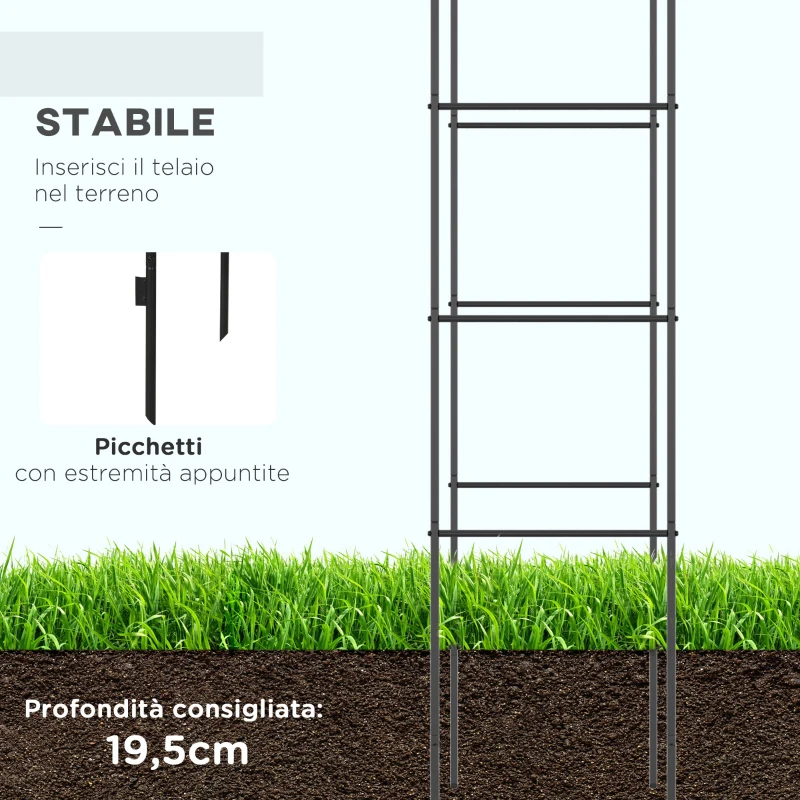 Outsunny Arco per Rampicanti in Metallo per Giardino ed Esterni, 140x40x240cm, Nero