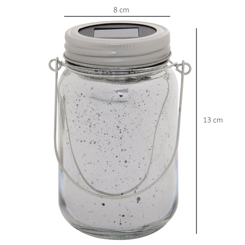 Outsunny Lumière de jardin solaire - pots mason jar 4 pièces - lanterne de verre solaire LED étanche norme IP 44 - lampes décoratives de jardin 4 couleurs