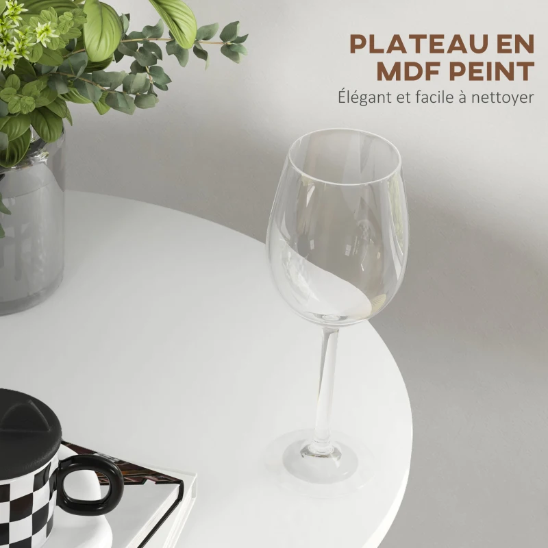HOMCOM Table de bar ronde table de bistro mange-debout table de cuisine style contemporain plateau peint et cadre en acier