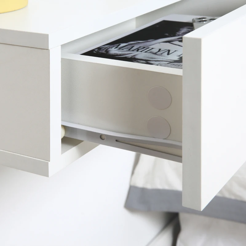 HOMCOM Set 2 Comodini Sospesi in Legno, Design Moderno, 40x30x15cm - Bianco