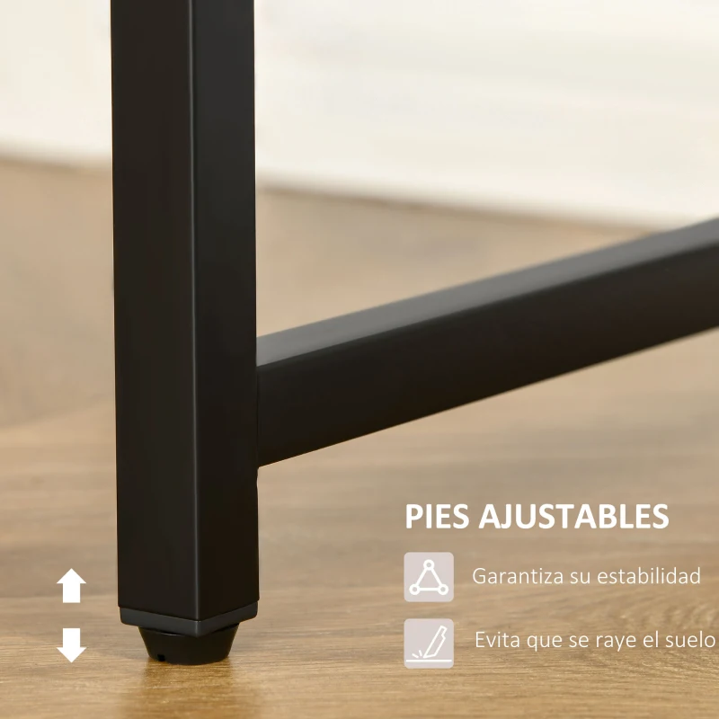 HOMCOM Escritorio con Estantería Mesa de Ordenador Escritorio de Oficina con Múltiples Estantes 140x50x110 cm Nogal y Negro