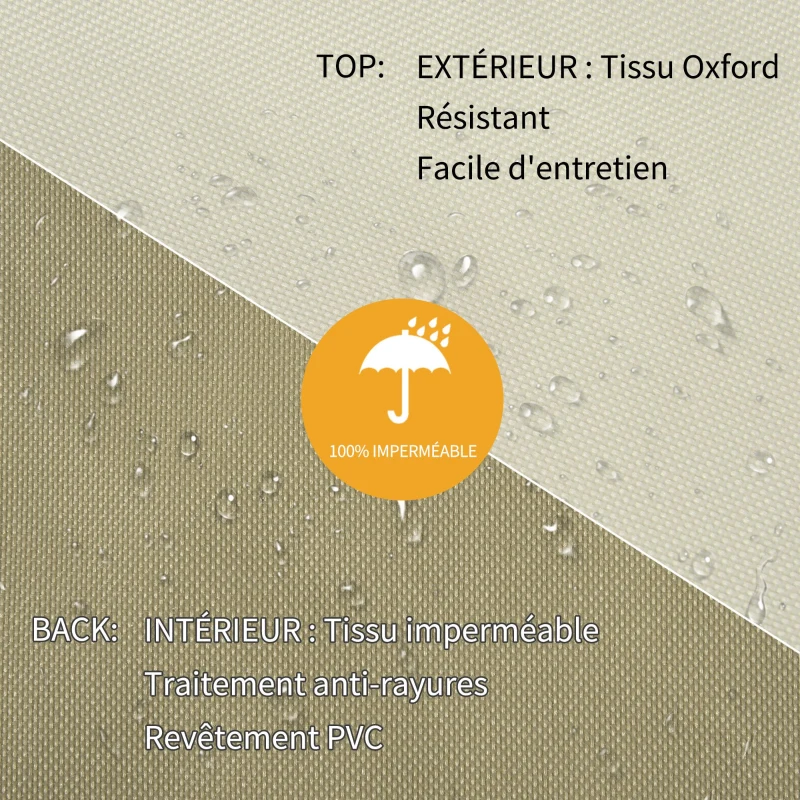 Outsunny Housse de Protection chaises de Jardin empilables bâche étanche 90L x 70l x 115H cm Oxford Haute densité 600D Beige café