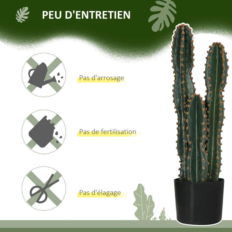 Outsunny Cactus artificiel grand réalisme plante artificielle grande taille dim. Ø 17 x 60H cm vert