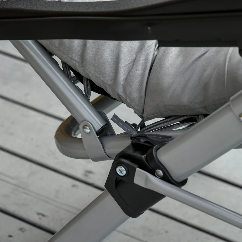 Outsunny 2pc Reclining Zero Gravity Sun Loungers ,Folding Chaise Lounge Chair with Cushions, Light Grey