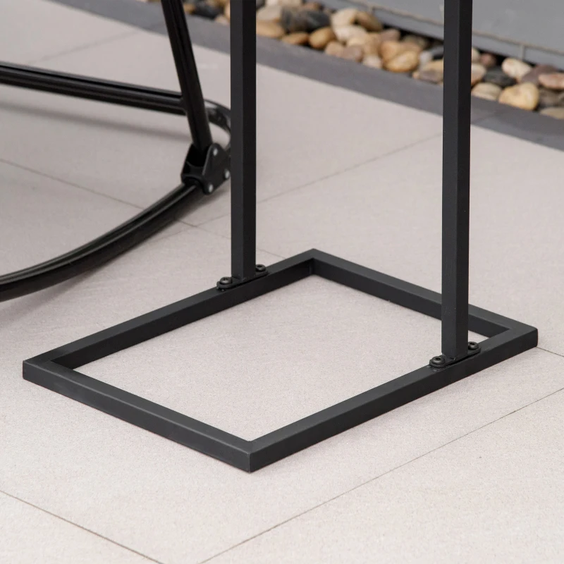 HOMCOM Table Basse Table d'appoint guéridon Bout de canapé intérieur extérieur métal époxy Noir