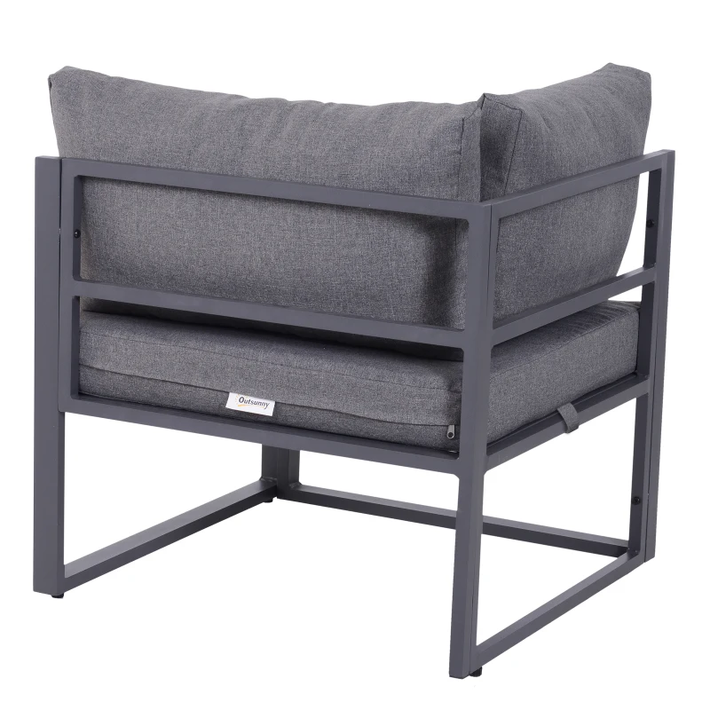 Outsunny Ensemble salon de jardin d'angle design contemporain style yachting 5 places modulable avec coussins et table basse aluminium gris