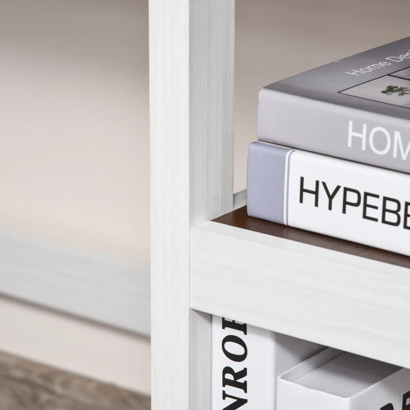 HOMCOM Scrivania Ufficio per PC con 2 Mensole in Legno, Arredamento Casa e Studio 110x48x76.2cm, Noce e Bianco