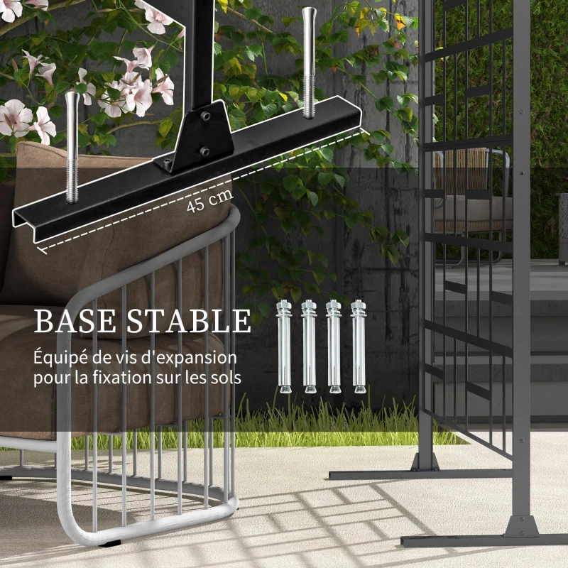 Outsunny Panneau brise vue décoratif paravent extérieur à motif géométrique ajouré en métal - 90L x 45l x 198H cm, noir