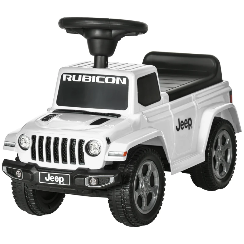AIYAPLAY Porteur trotteur enfants voiture licence jeep 18-36 mois coffre - 63,5 x 29 x 42 cm blanc