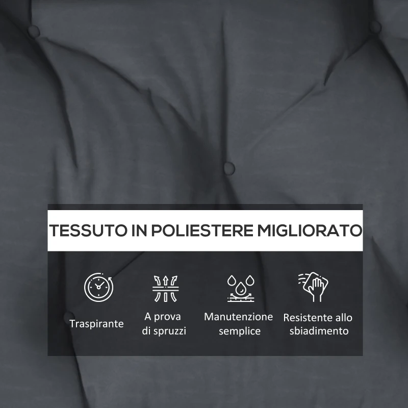 Outsunny Set 2 Cuscini da Giardino per Divani e Pallet in Poliestere con Imbottitura Spessa, Grigio Carbone