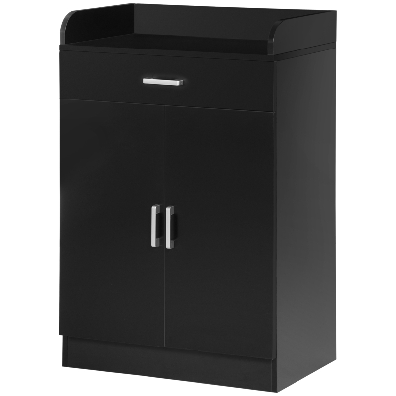 HOMCOM Modern Storage Cabinet, Small Floor Cupboard with Drawer and Adjustable Shelf for Kitchen, Living Room, Bedroom, Hallway, Black