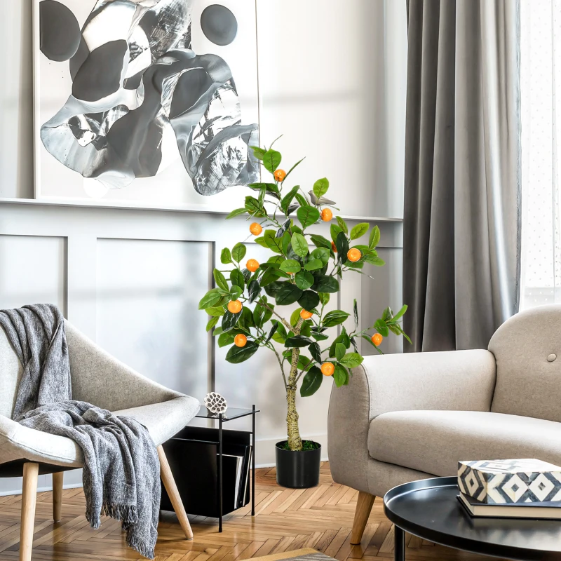 HOMCOM Set 2 Piante Artificiali di Limone e Arancia Alte 120cm per Interno con Vaso