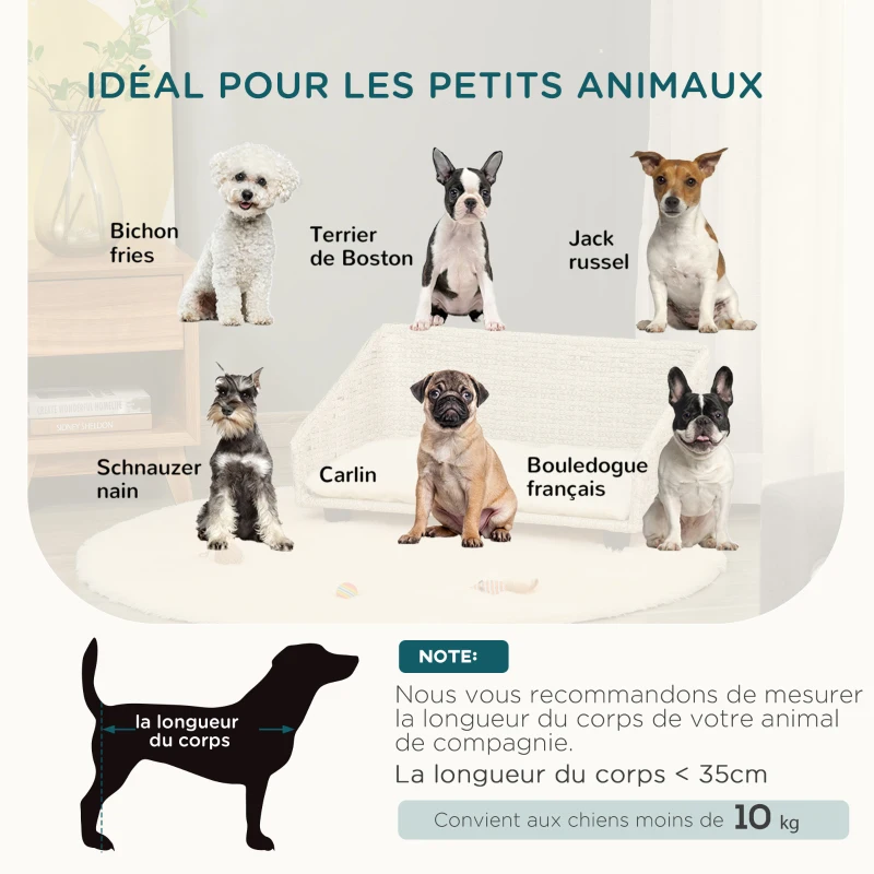 PawHut Canapé chien chat lit pour animaux de compagnie panier en résine tressée imitation rotin PE coussin moelleux 70,5 x 40 x 37,5 cm gris clair blanc